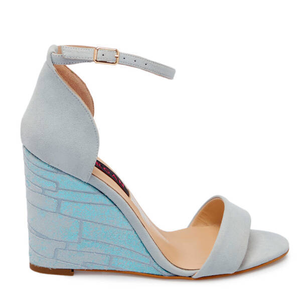 Mavi Süet Deri Kadın Dolgu Topuklu Ayakkabı - K24Y1AY67251-F60 - 3