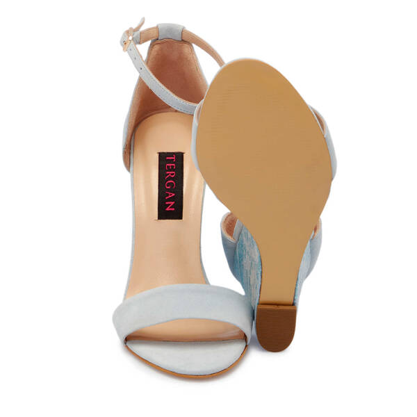 Mavi Süet Deri Kadın Dolgu Topuklu Ayakkabı - K24Y1AY67251-F60 - 4