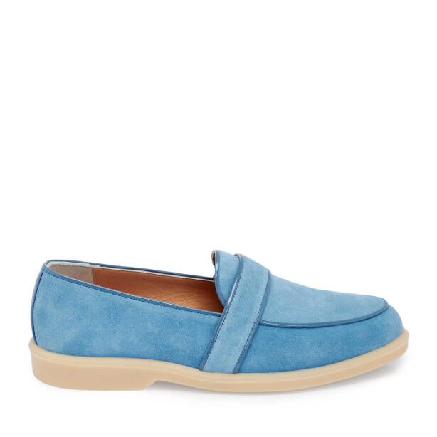 Mavi Süet Deri Kadın Loafer - K25I1AY67908-S2U - Tergan