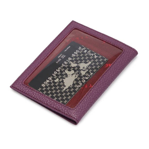 Mor Hakiki Deri Erkek Kimlik Kabı - S1KI00001582-C48 - 3