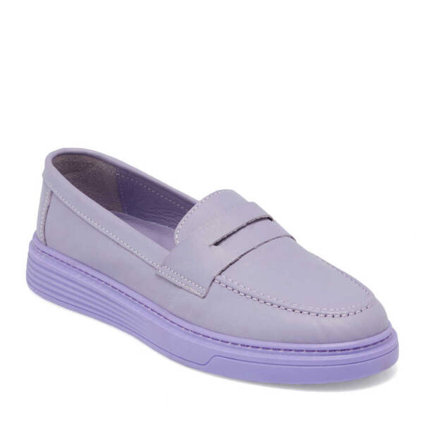 Mor Hakiki Deri Kadın Loafer - K24I1AY67095-F54 - 2