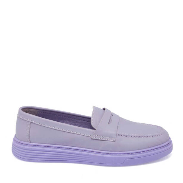Mor Hakiki Deri Kadın Loafer - K24I1AY67095-F54 - 1