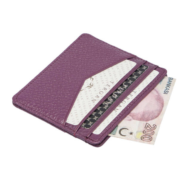 Mor Deri Unisex Kredi Kartlık - S1KK00001665-C48 - 2