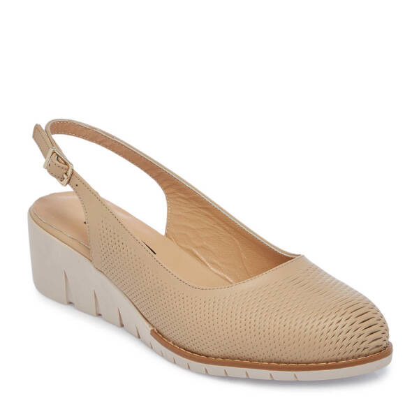 Nude Hakiki Deri Kadın Dolgu Topuklu Ayakkabı - K25Y1AY67905-Q0C - 2