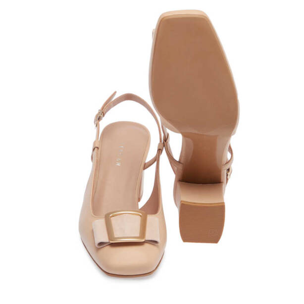 Nude Deri Kadın Topuklu Ayakkabı - K24I1AY67168-L5C - 4