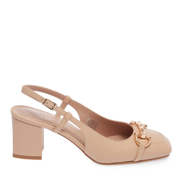 Nude Deri Kadın Topuklu Ayakkabı - K24I1AY67179-Q0C - 3