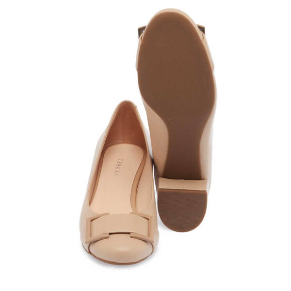Nude Hakiki Deri Kadın Topuklu Ayakkabı - K24I1AY67186-L5C - 4