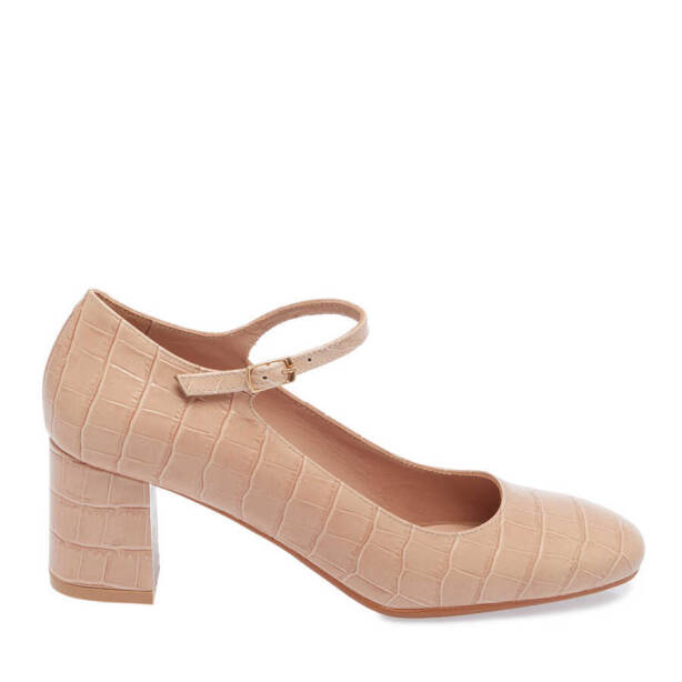 Nude Deri Kadın Topuklu Ayakkabı - K24I1AY67461-S0O - 3