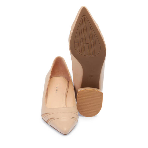 Nude Deri Kadın Topuklu Ayakkabı - K24S1AY67606-Q0C - Tergan