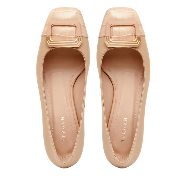 Nude Hakiki Deri Kadın Topuklu Ayakkabı - K26I1AY68383-Q0C - 5