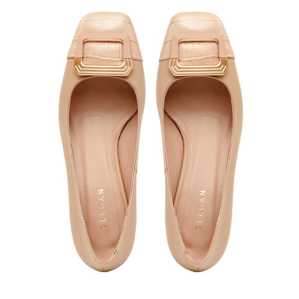 Nude Hakiki Deri Kadın Topuklu Ayakkabı - K26I1AY68383-Q0C - 5