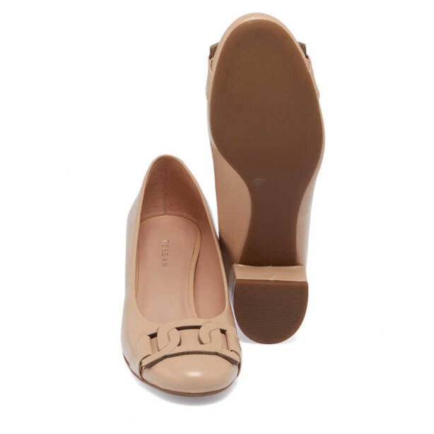 Nude Hakiki Rugan Deri Kadın Topuklu Ayakkabı - K24I1AY67172-M3G - 4