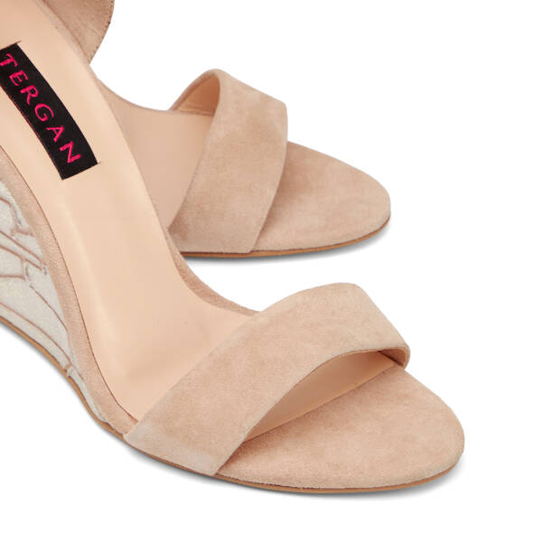 Nude Hakiki Süet Deri Kadın Dolgu Topuklu Ayakkabı - K24Y1AY67251-T5N - 3