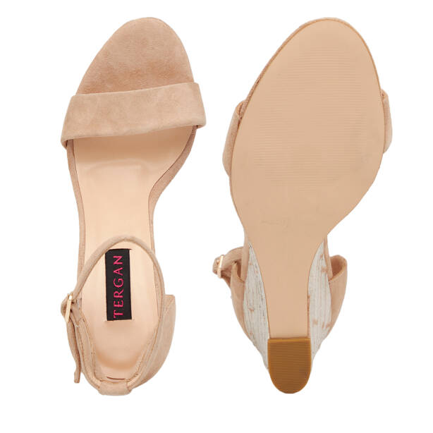 Nude Hakiki Süet Deri Kadın Dolgu Topuklu Ayakkabı - K24Y1AY67251-T5N - 6