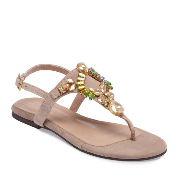 Nude Hakiki Süet Deri Kadın Sandalet - K24Y1SN67407-T5N - 2