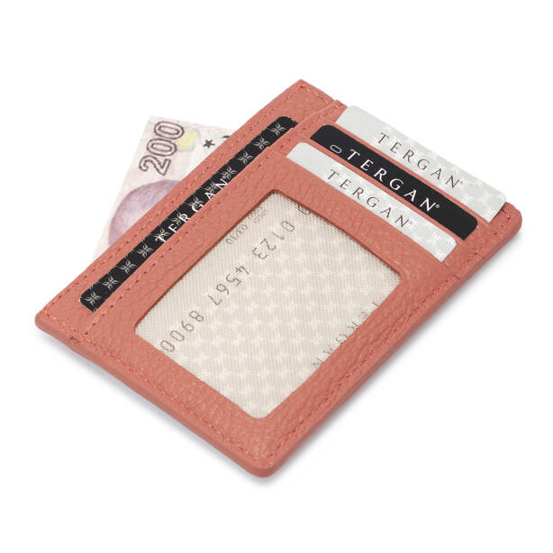 Pembe Deri Unisex Kredi Kartlık - S1KK00001676-S2A - Tergan