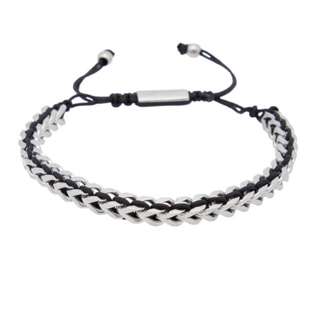 Platin Deri - Çelik Erkek Bileklik - E1BLK0410334-S0X 