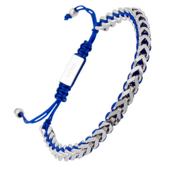 Platin Deri - Çelik Erkek Bileklik - E1BLK0410334-U0Q - 2