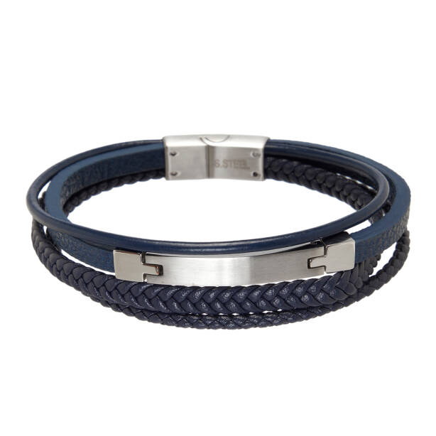 Platin Deri-Çelik Erkek Bileklik - E1BLK0410496-U0Q - 1