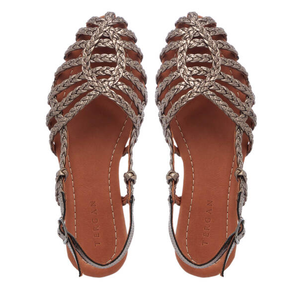 Platin Hakiki Deri Kadın Sandalet - K25Y1SN67954-O1U - 5