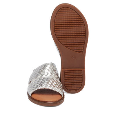 Platin Deri Kadın Terlik - K24Y1TR67438-L9L - 4