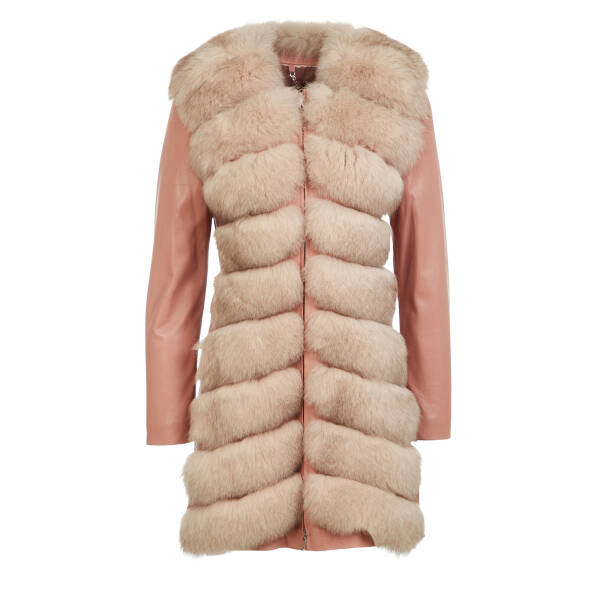 Pudra Kürk - Deri Kadın Kürk Kaban - K23KKM320382-Q7Y - 1