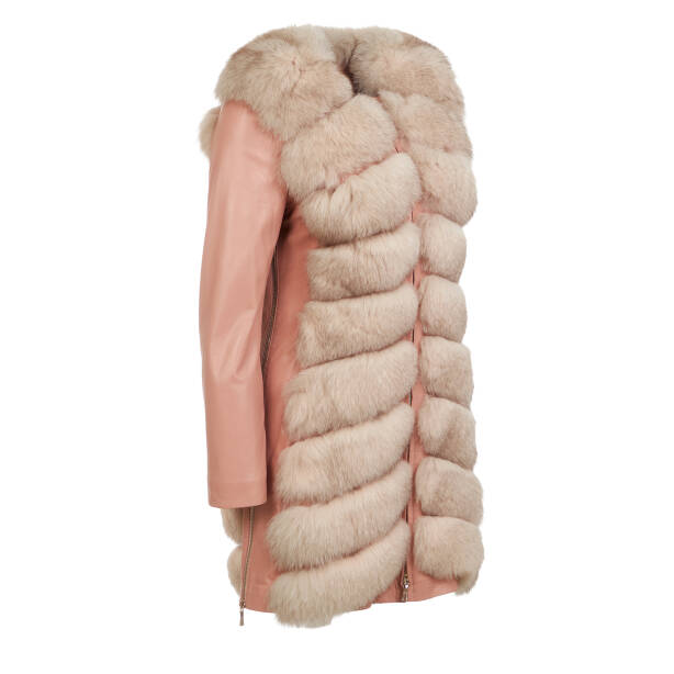 Pudra Kürk - Deri Kadın Kürk Kaban - K23KKM320382-Q7Y - 2