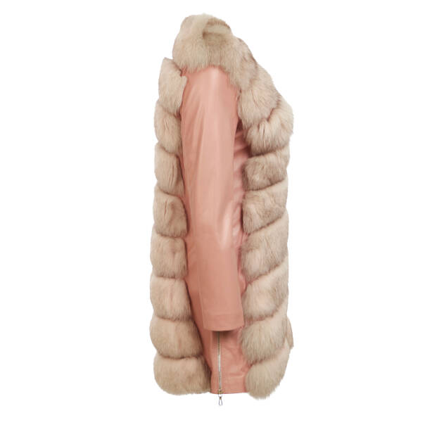 Pudra Kürk - Deri Kadın Kürk Kaban - K23KKM320382-Q7Y - 3