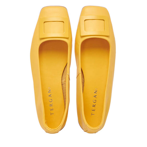 Sarı Deri Kadın Babet - K24I1BB67453-J63 - 5