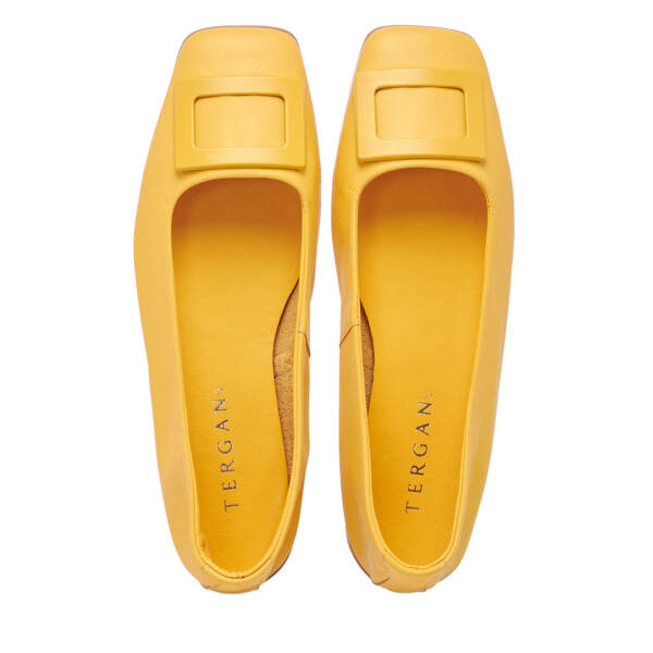 Sarı Deri Kadın Babet - K24I1BB67453-J63 - 5