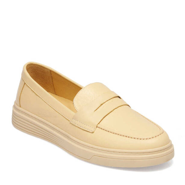 Sarı Hakiki Deri Kadın Loafer - K24I1AY67095-J63 - 2