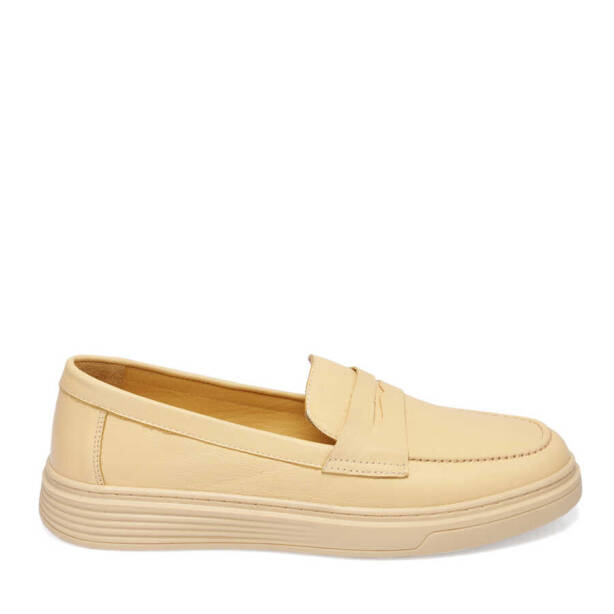 Sarı Hakiki Deri Kadın Loafer - K24I1AY67095-J63 