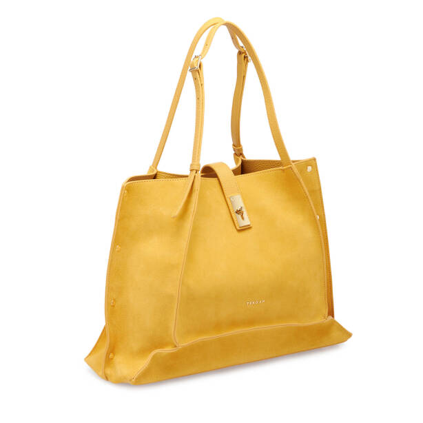 Sarı Deri Kadın Omuz Çantası - S24K1BC80382-V2E - Tergan