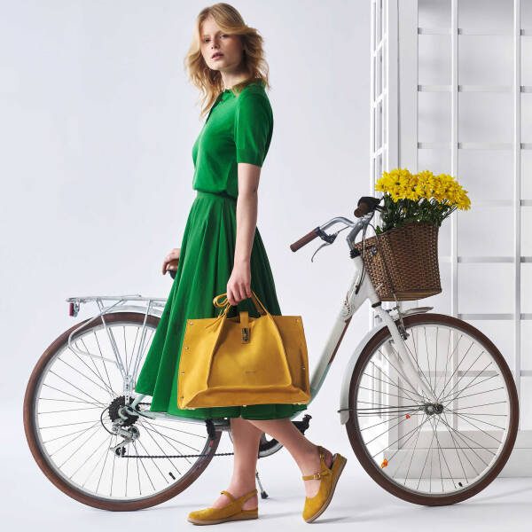 Sarı Deri Kadın Omuz Çantası - S24K1BC80382-V2E - 6