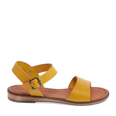 Sarı Deri Kadın Sandalet - K24Y1SN67275-Q0I - 3