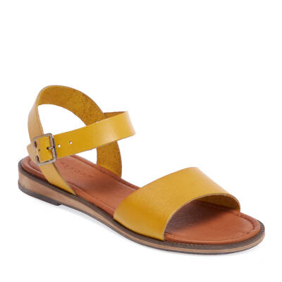  Sarı Deri Kadın Sandalet - K24Y1SN67275-Q0I 