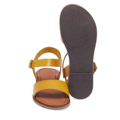  Sarı Deri Kadın Sandalet - K24Y1SN67275-Q0I - 4