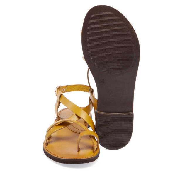 Sarı Hakiki Deri Kadın Sandalet - K24Y1SN67277-Q0I - 4
