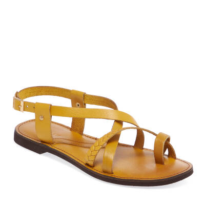  Sarı Deri Kadın Sandalet - K24Y1SN67277-Q0I 