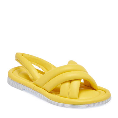 Sarı Deri Kadın Sandalet - K24Y1SN67414-J63 - 1