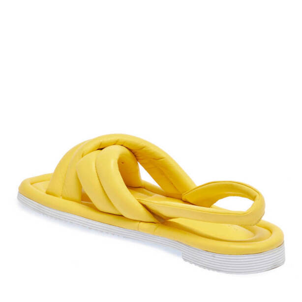 Sarı Deri Kadın Sandalet - K24Y1SN67414-J63 - Tergan