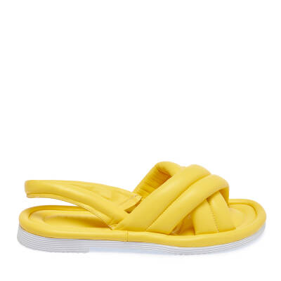 Sarı Deri Kadın Sandalet - K24Y1SN67414-J63 - 3