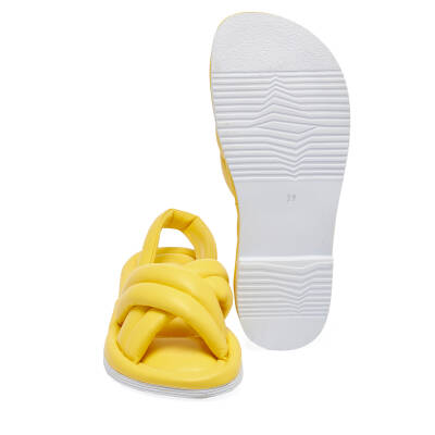 Sarı Deri Kadın Sandalet - K24Y1SN67414-J63 - 4