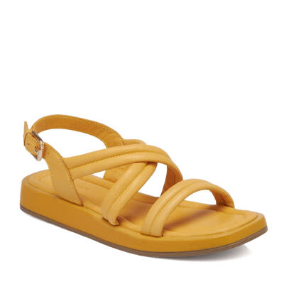 Sarı Deri Kadın Sandalet - K24Y1SN67420-L9T - 1