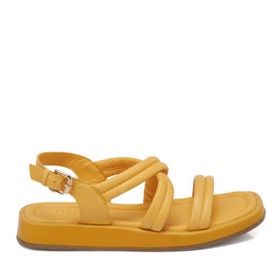Sarı Deri Kadın Sandalet - K24Y1SN67420-L9T - 3