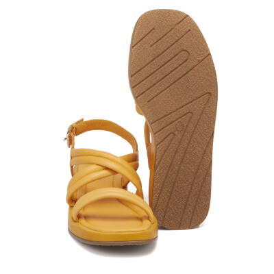 Sarı Deri Kadın Sandalet - K24Y1SN67420-L9T - 4