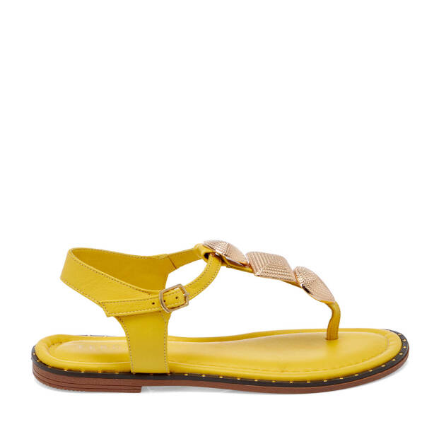 Sarı Deri Kadın Sandalet - K25Y1SN67781-J63 - Tergan