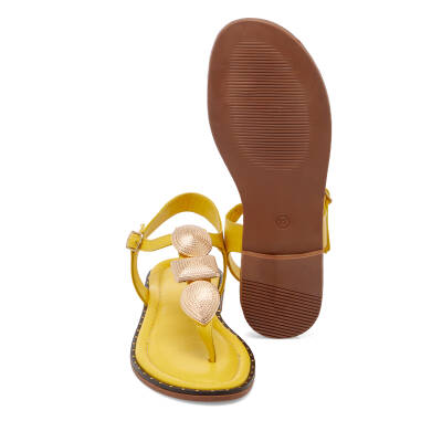 Sarı Deri Kadın Sandalet - K25Y1SN67781-J63 - 4