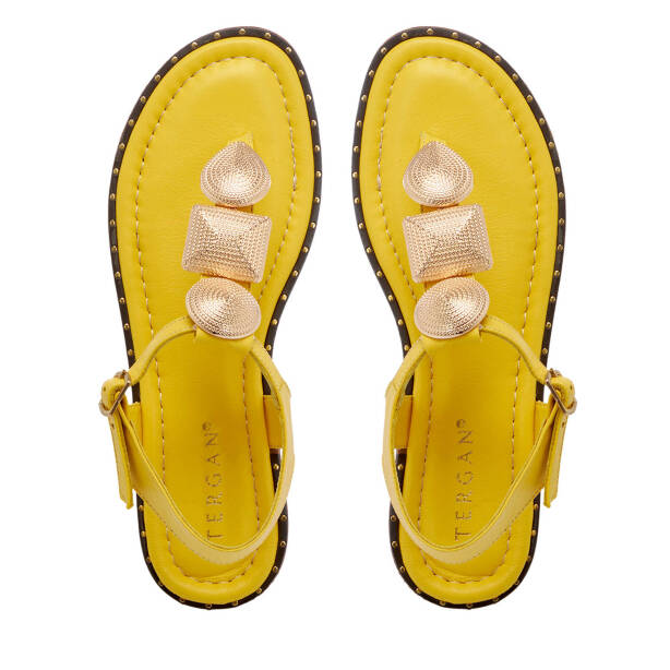 Sarı Deri Kadın Sandalet - K25Y1SN67781-J63 - Tergan