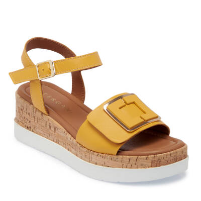 Sarı Deri Kadın Sandalet - K25Y1SN67852-Q0I 